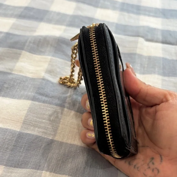 Coach Signature Brown and Black Card Holder with Gold Chain - Picture 5 of 7